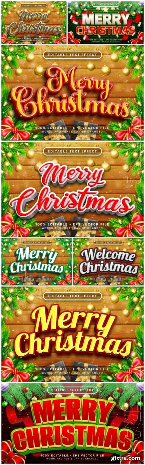 Merry christmas 3d text effect in vector