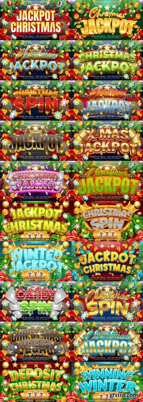 Christmas jackpot, Royal Casino, Poker, Christmas spin, 3d text effect editable set