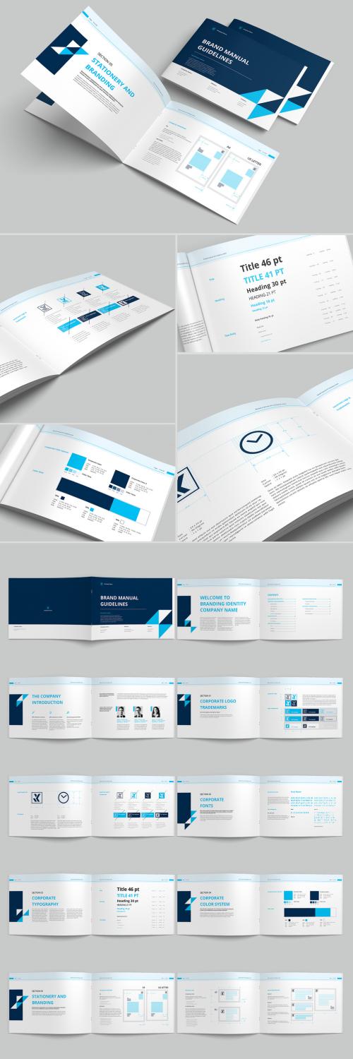 Brand Manual Layout With Blue Accents - 229446376