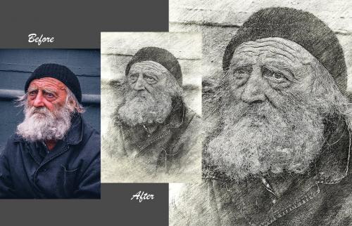 Portrait Sketch PSD Template