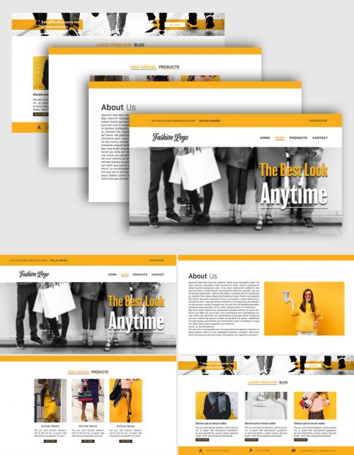 Web Newsletter Layout with Orange Accents - 229621513