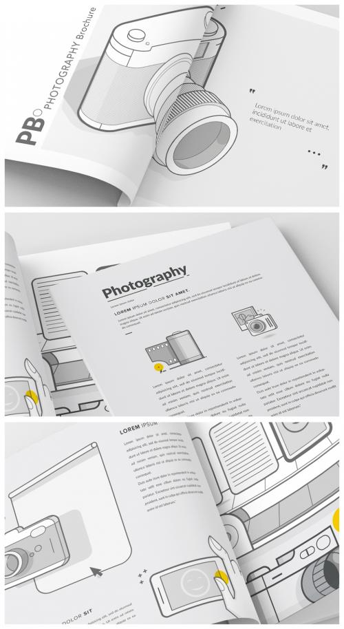 Square Brochure Layout with Photography Illustrations - 229624230