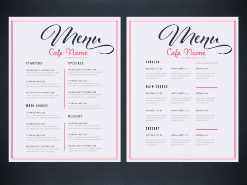 Cafe Menu Layout with Red Accents - 229800646