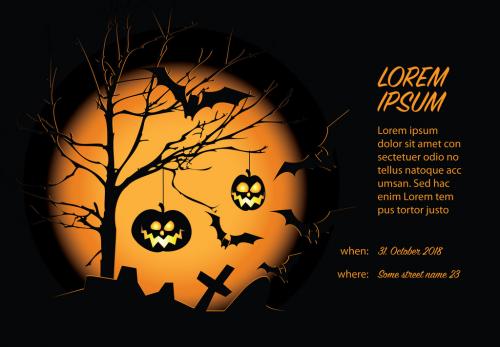 Black and Orange Halloween Card Layout - 229810412