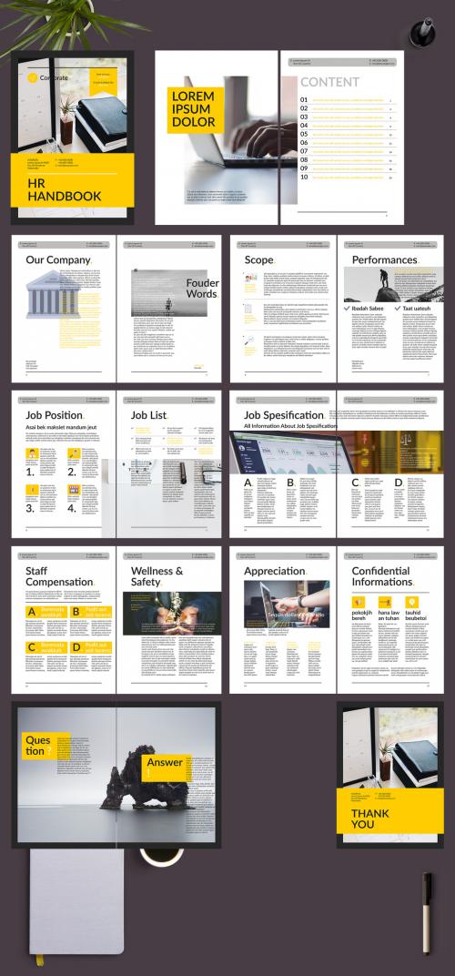 HR Handbook Layout with Yellow Accents - 229838533