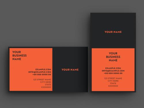 Black and Orange Business Card Layout - 229966029