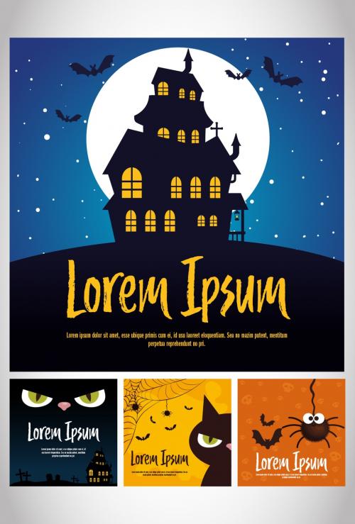 Square Illustrated Halloween Banner Layouts - 229984045