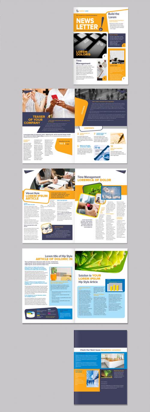 Newsletter Layout with Yellow Accents - 229985271