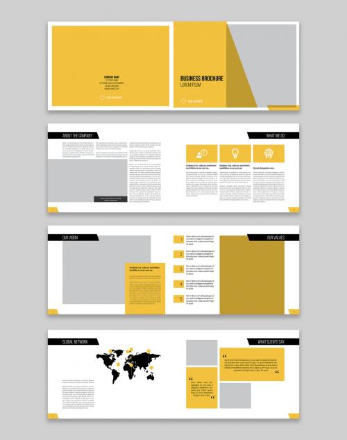 Brochure Layout with Yellow Accents - 229996452