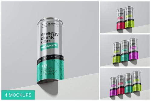 Energy Drink Can Mockup Set