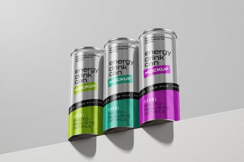 Energy Drink Can Mockup Set