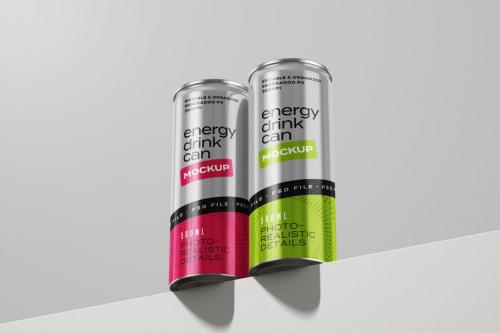 Energy Drink Can Mockup Set