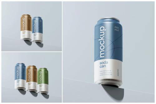 Thin Soda Can Mockup Set