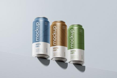 Thin Soda Can Mockup Set