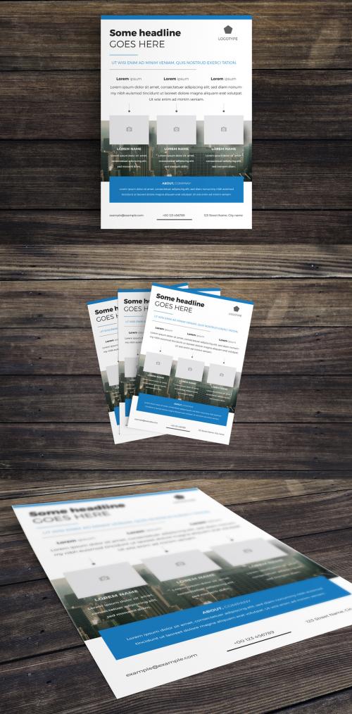 Business Flyer Layout with Blue Accents - 230687485