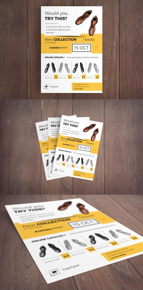 Business Flyer Layout with Yellow Accents - 230687529