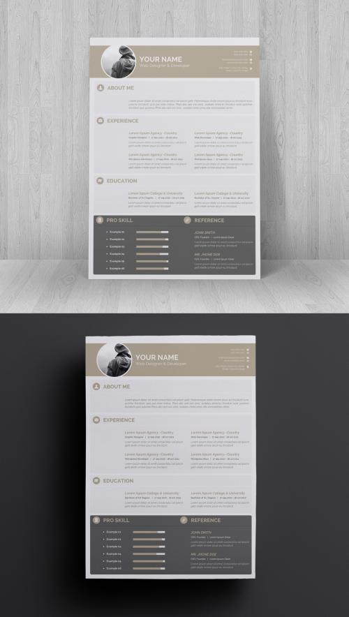 Gray and Tan Resume Layout - 230876886