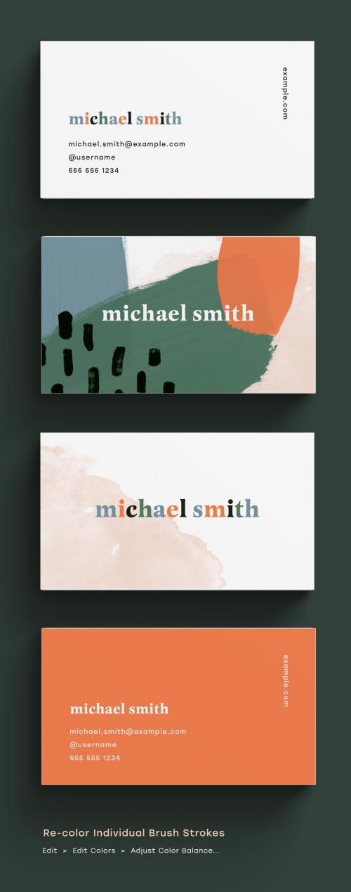 Business Card Layout with Brush Strokes - 230877396