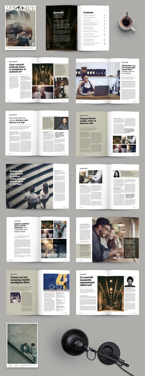 Brochure/Magazine Layout with Olive Green Accents - 231016120