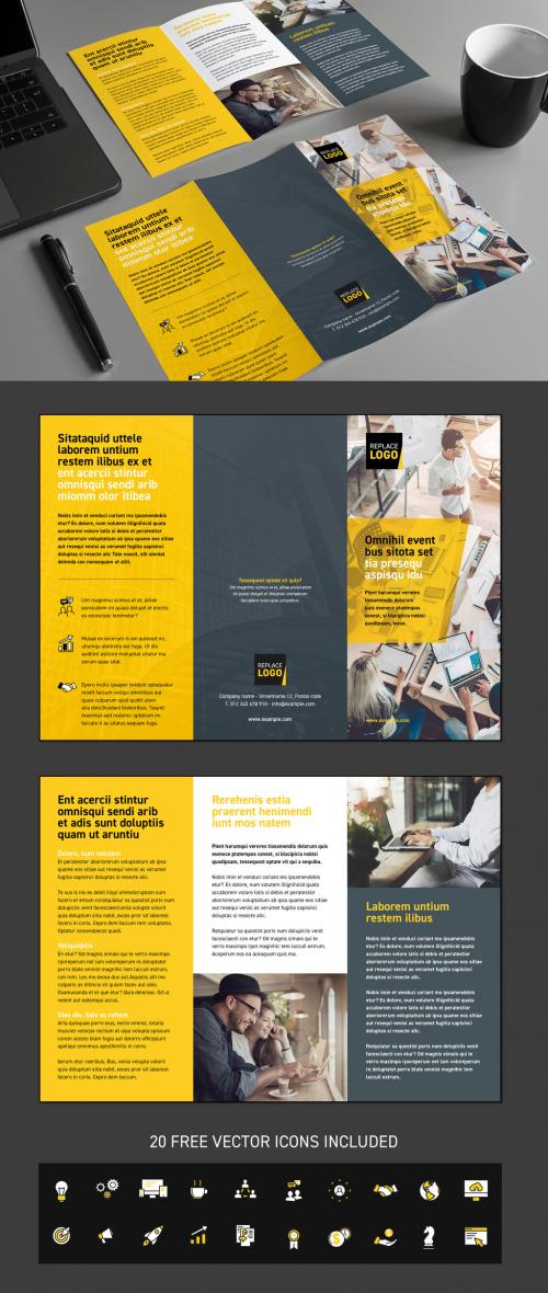 Business Brochure Layout with Yellow Accents - 231016592