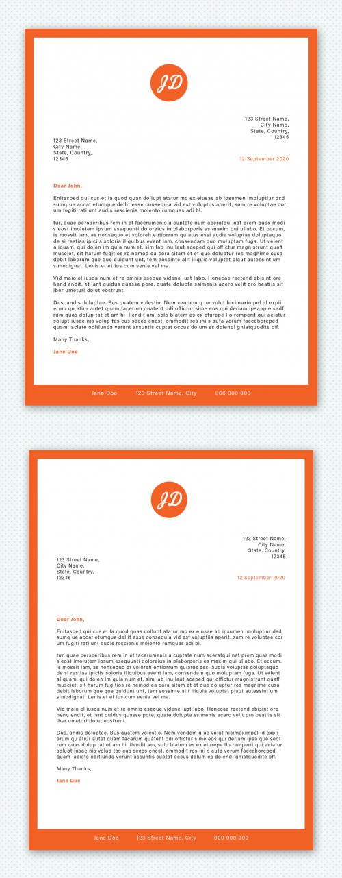 Letterhead Layout with Orange Accents - 231016891