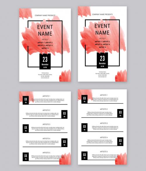 Event Flyer Layout with Watercolor Accents - 231016910