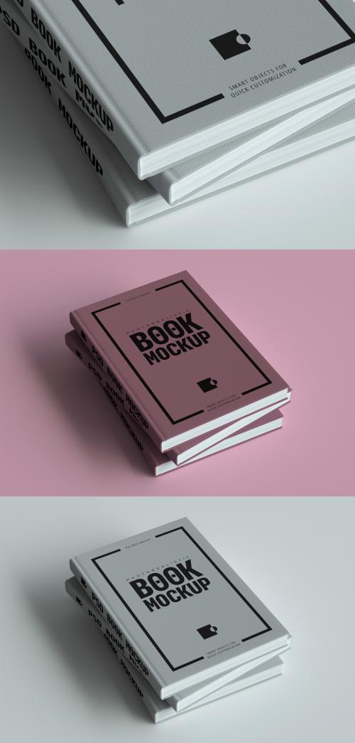Stack of Three Hardcover Books Mock-Up - 231035546