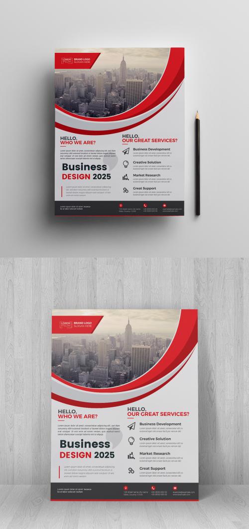 Clean Flyer with Red Stripes - 231241667