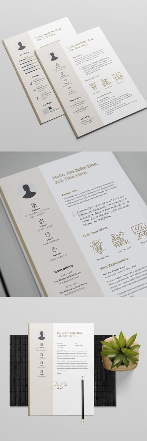 Resume Layout with Tan Sidebar - 231974463