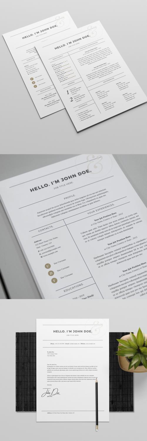 Resume Layout with Tan Accents - 231974485