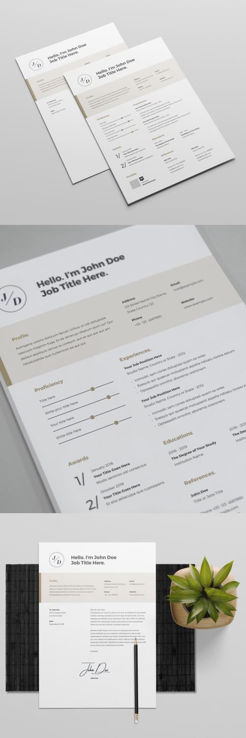 Resume Layout with Tan Header - 231974500