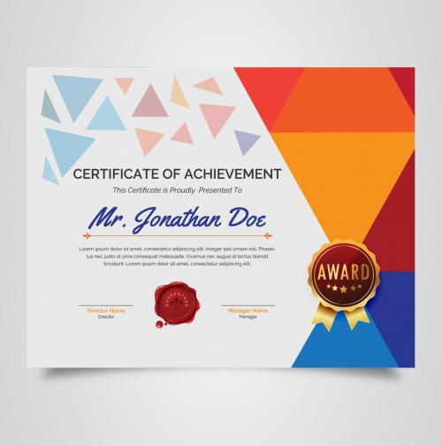 Multicolored Certificate of Achievement Layout - 232530223