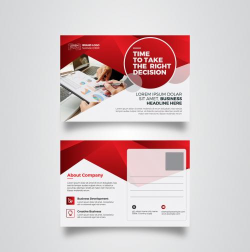 Postcard Layout with Red Gradient Elements - 232530244