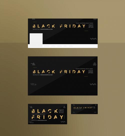 Black Friday Social Media Set Layouts with Gold Elements - 232561945