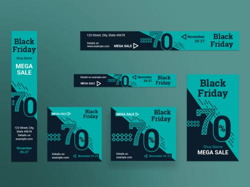 Black Friday Sale Web Banner Layouts with Geometric Elements - 232561974