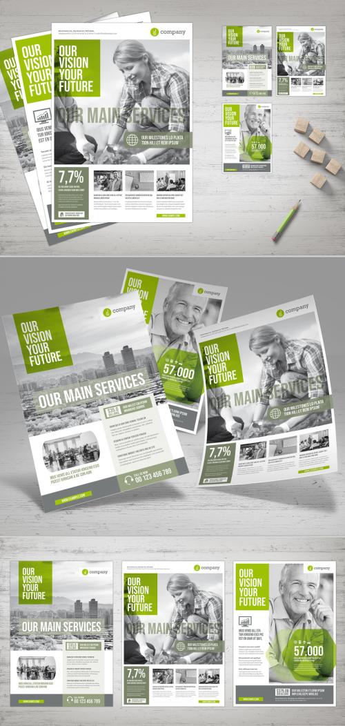 Business Flyer Layout with Green Accents - 233290383