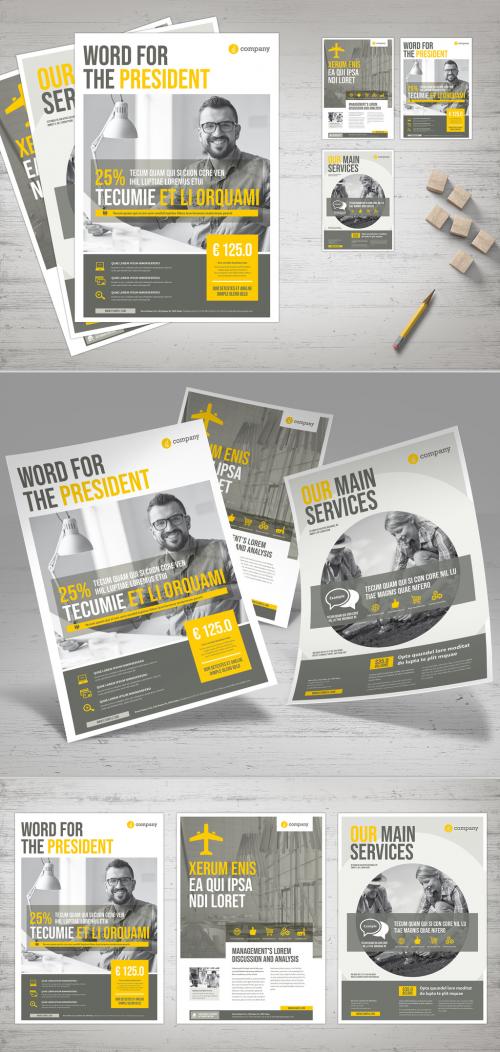 Business Flyer Layout with Yellow Accents - 233290393