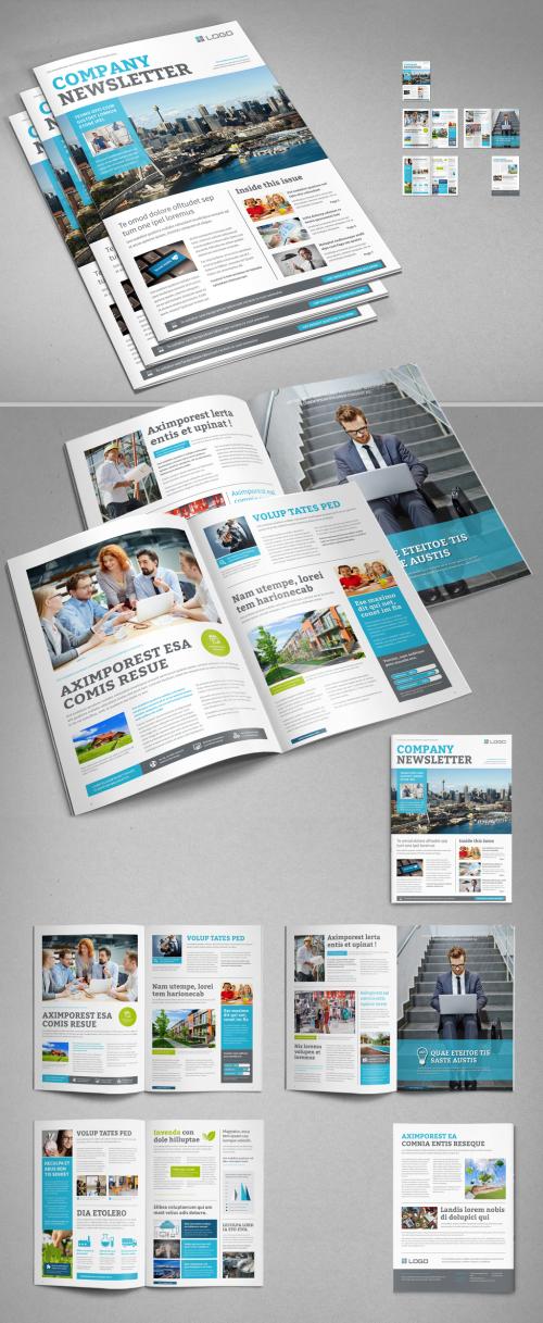 Business Newsletter Layout with Blue Accents - 233290410