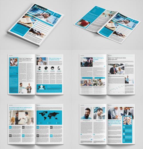 Business Newsletter Layout with Blue Accents - 233828651