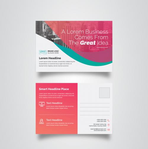 Pink Gradient Postcard Layout - 234363860