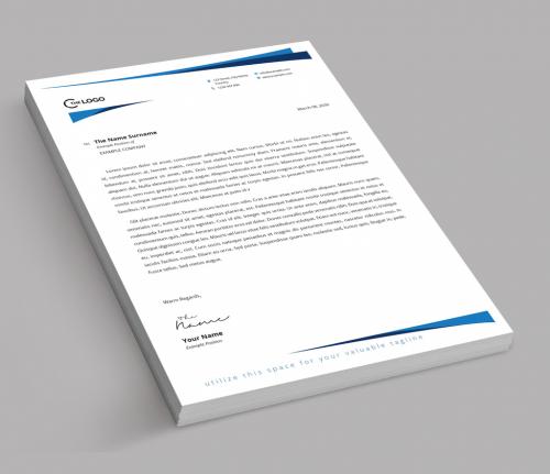 Letterhead Layout with Blue Curves - 234561306