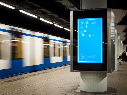 Advertising Kiosk in Transit Station Mockup - 234564755