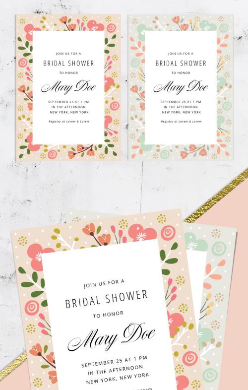 Floral Bridal Shower Invitation Layout - 234709852