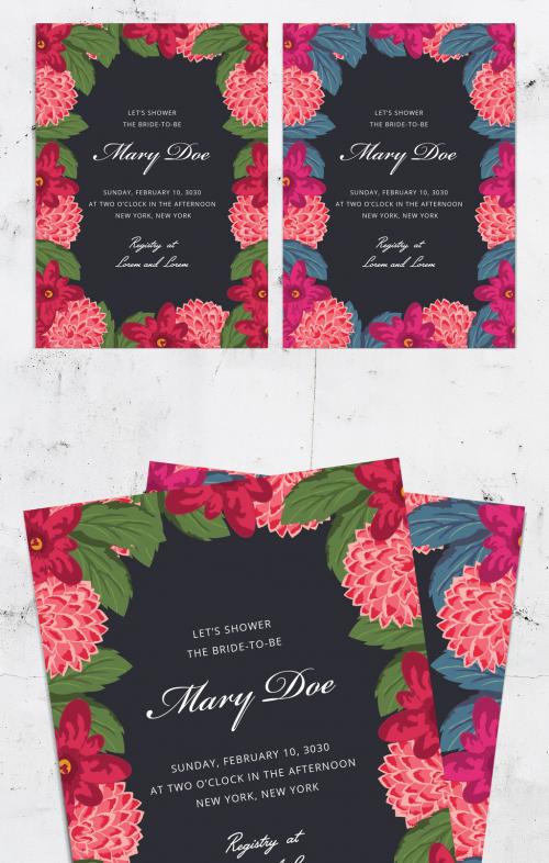 Floral Bridal Shower Invitation Layout - 234709940