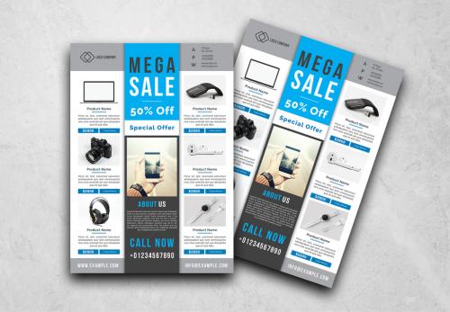 Retail Flyer Layout with Blue Accents - 234758349