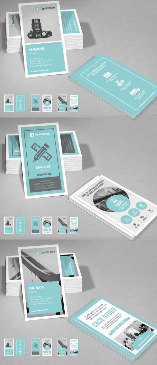 Teal and White Vertical Business Card Layout - 235788004