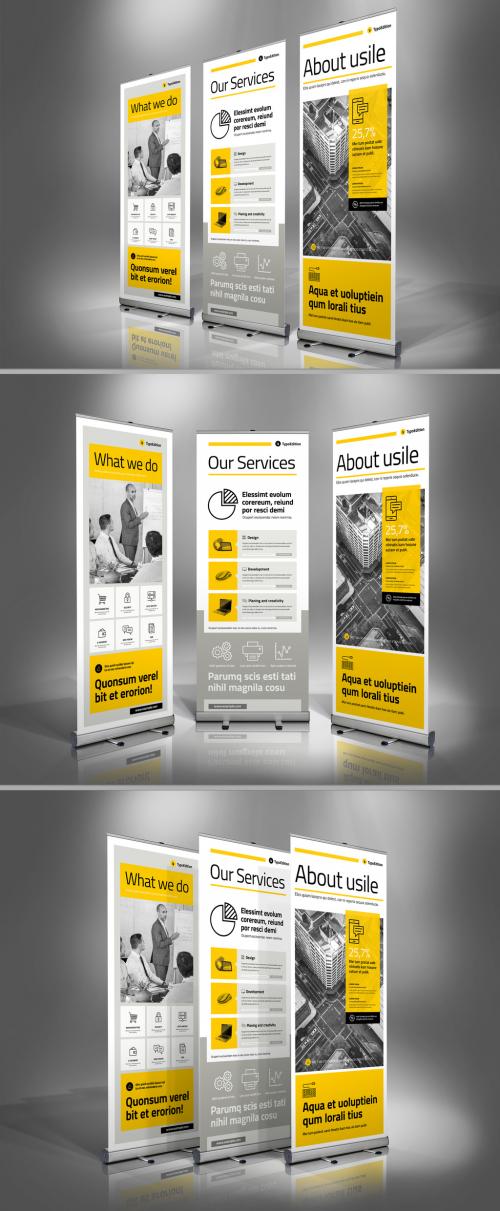 Yellow and Gray Roll-Up Banner Advertisement Layout - 235788065