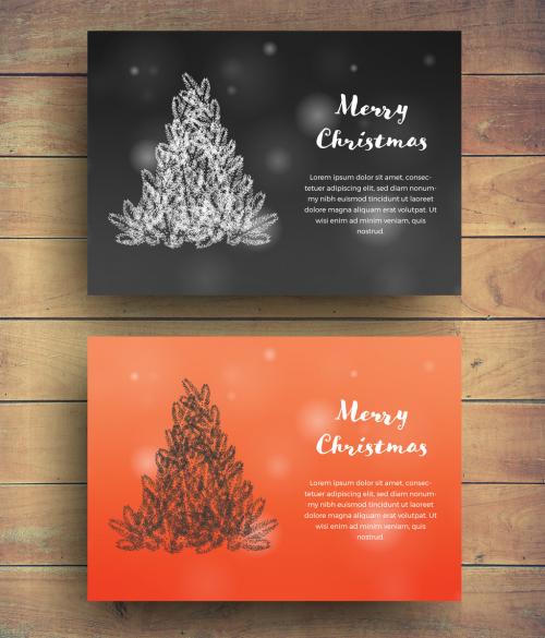 Christmas Card Layouts with Tree Illustration - 236168316