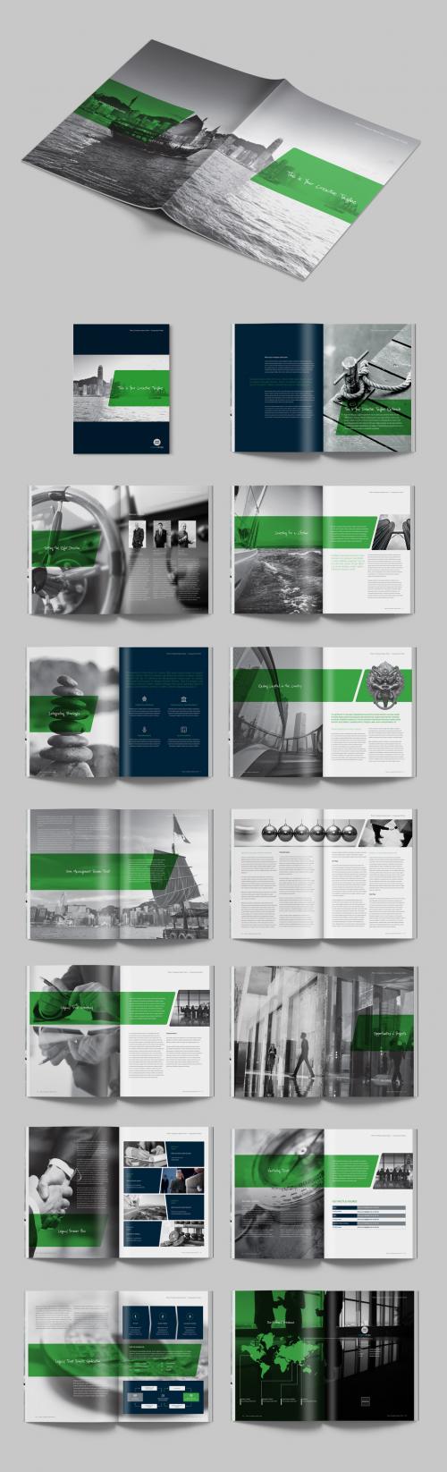 Dark Blue and Green Brochure Layout - 236187715