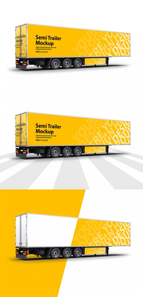 Semi Truck Trailer Mockup - 236189389